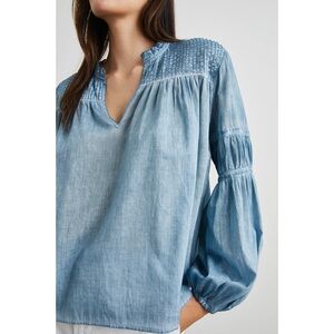 Rails Marli Top Faded Blue Cotton Blouse Boho Coastal Nautical Lightweight XS